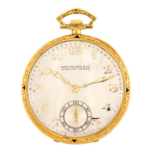 Swiss 18K gold and enamel keyless lever dress watch Circa 1923