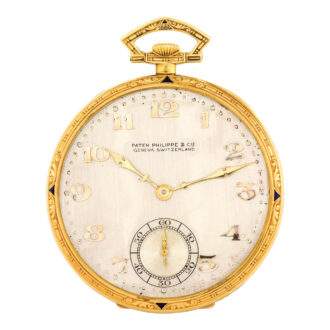 Swiss 18K gold and enamel keyless lever dress watch Circa 1923