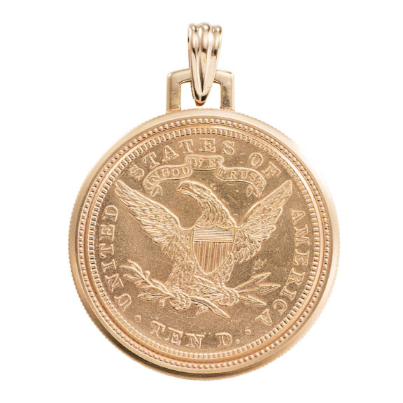 Swiss gold 10 U.S. dollar coin with concealed watch Circa 1985 Swiss gold 10 U.S. dollar coin with concealed watch Circa 1985