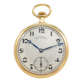 Elegant Swiss gold open faced keyless lever dress watch Circa 1918