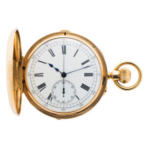 English 18K gold half-hunting cased lever chronograph Circa 1880