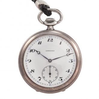 Swiss silver open faced keyless lever pocket watch Circa 1934