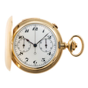 Swiss gold hunting cased minute repeating lever chronograph Circa 1920