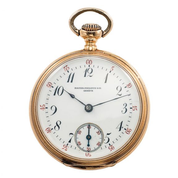 Swiss gold open faced keyless lever pendant watch Circa 1885