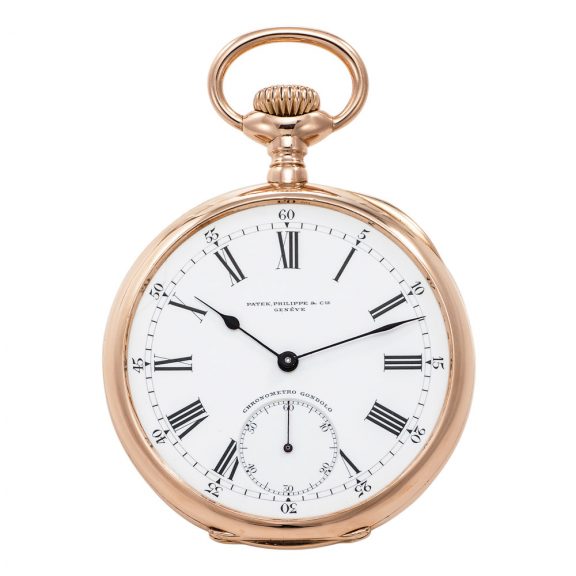 Large Swiss 18K rose gold open faced keyless lever Circa 1895