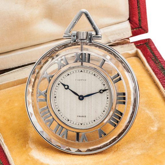 Swiss/French platinum and rock crystal keyless lever watch Circa 1920
