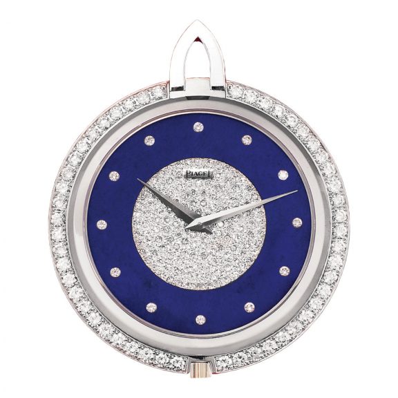 Swiss 18K white gold and diamond-set keyless lever Circa 1985