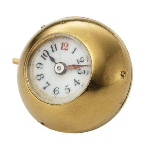 Swiss gold ball-shaped lever with bezel winding Circa 1900