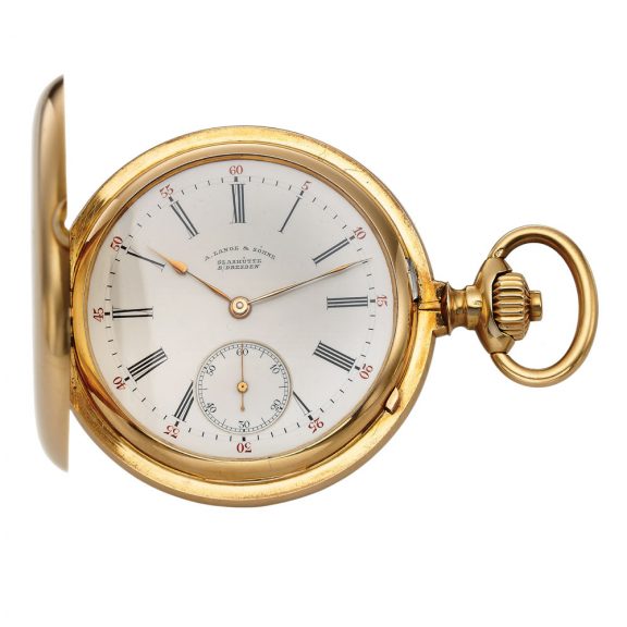 Swiss 18K gold hunting cased keyless lever watch Circa 1912