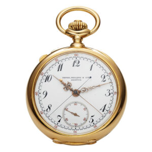 Swiss 18K gold keyless lever split-seconds chronograph Circa 1901