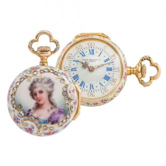 Swiss 18K gold, enamel and diamond-set lever dress watch Circa 1893
