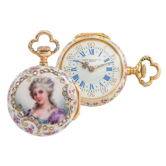 Swiss 18K gold, enamel and diamond-set lever dress watch Circa 1893 Swiss 18K gold, enamel and diamond-set lever dress watch Circa 1893
