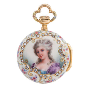 Swiss 18K gold, enamel and diamond-set lever dress watch Circa 1893
