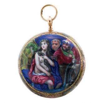 Swiss 22K gold and enamel verge pendant watch Circa 1690