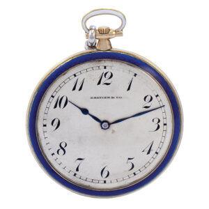 Swiss gold, enamel and diamond-set keyless lever watch Circa 1910