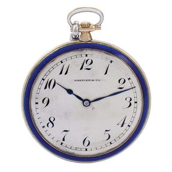 Swiss gold, enamel and diamond-set keyless lever watch Circa 1910