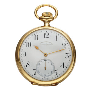Rare Swiss 18K gold keyless lever pocket chronometer Circa 1912