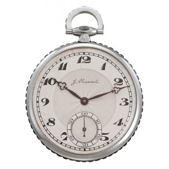 A very fine and elegant, thin French platinum and sapphire-set keyless lever dress watch, circa 1910
