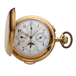 Large Swiss complicated keyless lever pocket watch Circa 1900