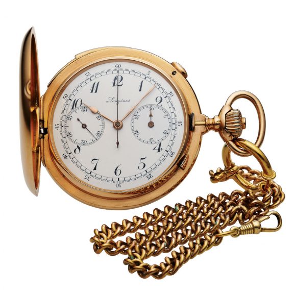 Swiss 18K gold minute repeating keyless lever chronograph Circa 1922