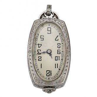 Swiss platinum, diamond and sapphire-set Art Deco watch Circa 1920