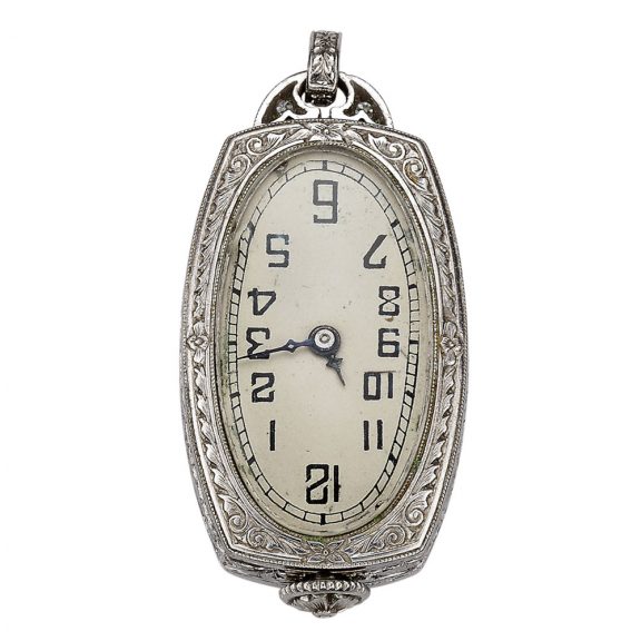 Swiss platinum, diamond and sapphire-set Art Deco watch Circa 1920 Swiss platinum, diamond and sapphire-set Art Deco watch Circa 1920