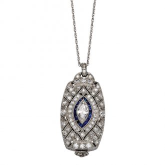 Swiss platinum, diamond and sapphire-set Art Deco watch Circa 1920