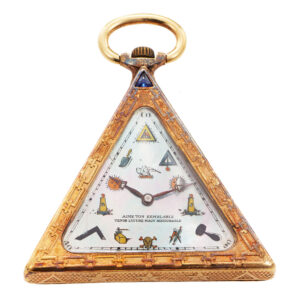 Swiss 18K gold keyless lever Masonic pocket watch Circa 1940