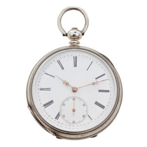 Fine English silver open faced lever pocket watch Circa 1885