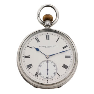 Large English silver keyless lever watch with carrousel Circa 1870