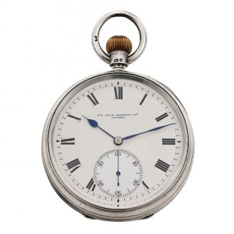 Large English silver keyless lever watch with carrousel Circa 1870