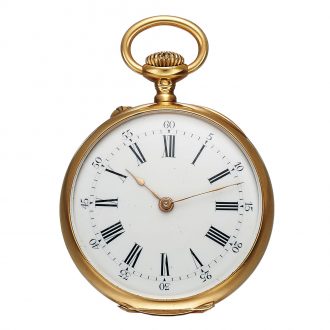 Swiss 18 carat gold open faced keyless pendant watch Circa 1896