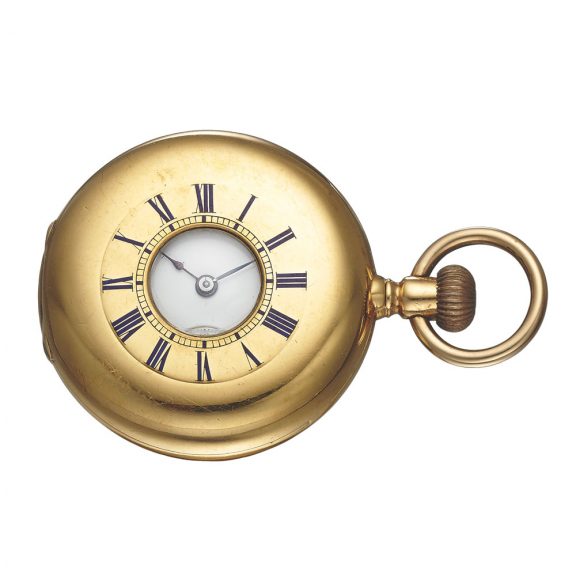 Swiss 18K rose gold half-hunting cased keyless lever Circa 1890