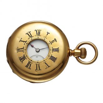 Swiss 18K gold half hunting-cased keyless lever watch Circa 1872