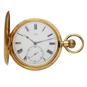 Large Swiss 18K gold hunting cased keyless lever Circa 1908