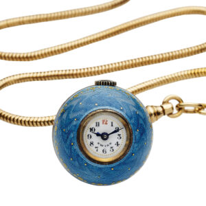 Swiss silver and enamel ball-shaped pendant watch Circa 1920