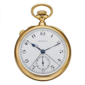 Swiss 18K gold keyless lever split-seconds chronograph Circa 1915