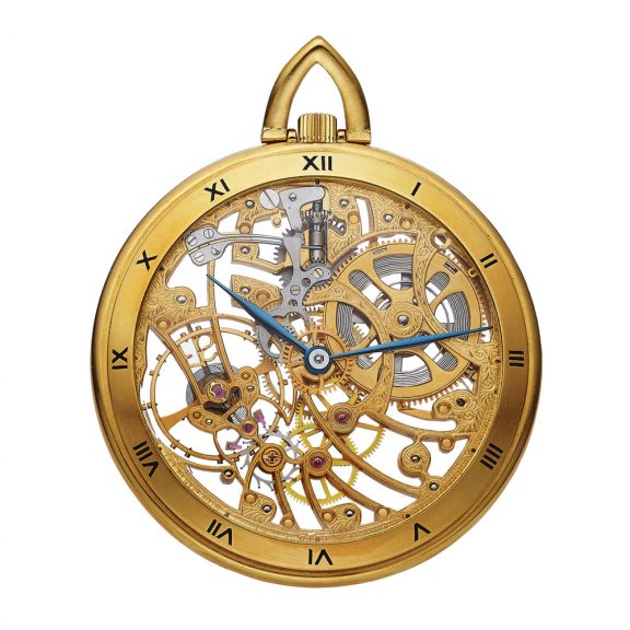 Elegant Swiss 18K gold skeletonized lever dress watch Circa 1985