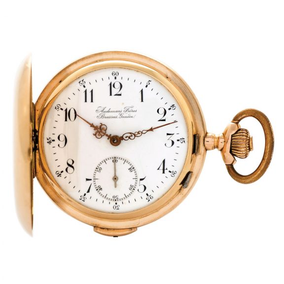 Swiss 14K gold quarter repeating keyless lever watch Circa 1910