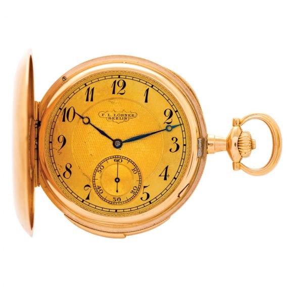Swiss gold hunting cased repeating keyless lever Circa 1900