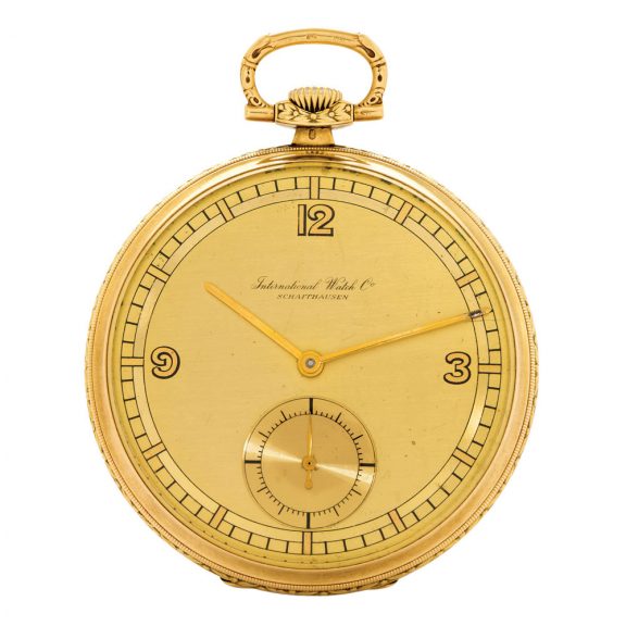 Swiss 18 carat gold open faced keyless lever dress watch Circa 1935