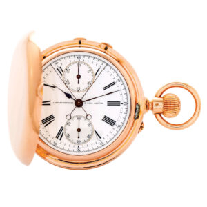 Swiss rose gold hunting cased split-seconds chronograph Circa 1890