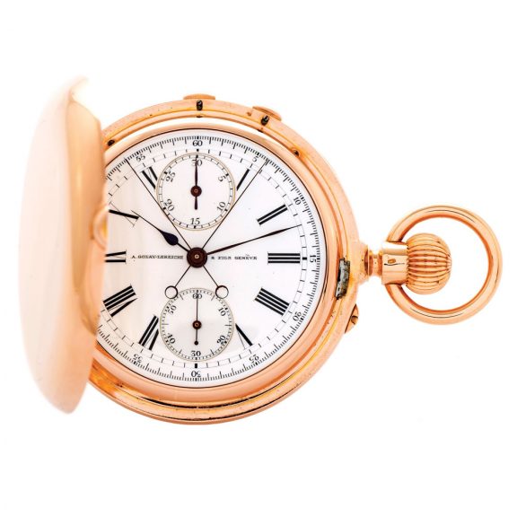Swiss rose gold hunting cased split-seconds chronograph Circa 1890