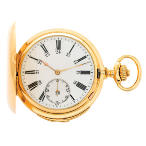 Swiss 18K gold minute repeating keyless lever chronometer Circa 1900