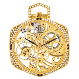 Swiss 18K gold, diamond and sapphire-set lever watch Circa 1995