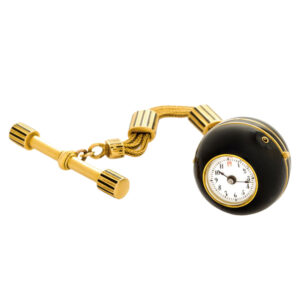 Swiss black enamelled gold ball-shaped cylinder watch Circa 1870