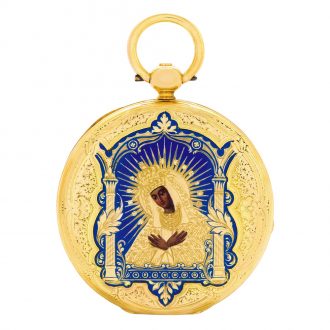 Swiss gold watch with the Black Madonna of Ostrabrama Circa 1845
