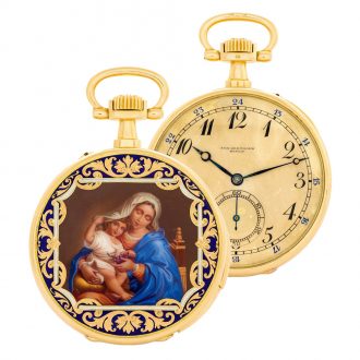 Swiss 18 carat gold and enamel repeating keyless lever Circa 1900