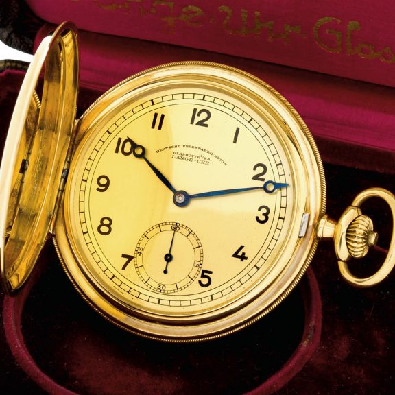German 14K gold hunting cased keyless lever watch Circa 1930