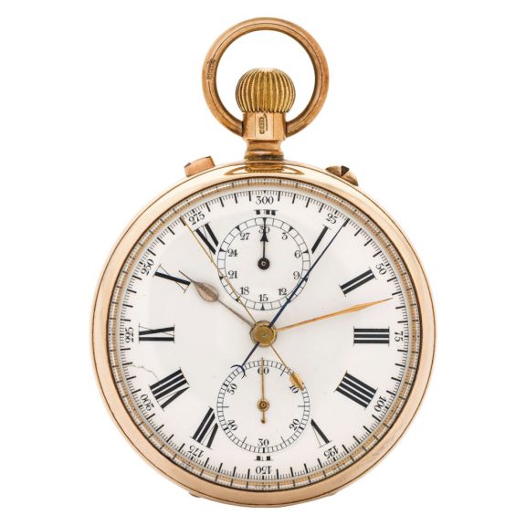Swiss gold lever split-seconds chronograph with register Circa 1922 Swiss gold lever split-seconds chronograph with register Circa 1922